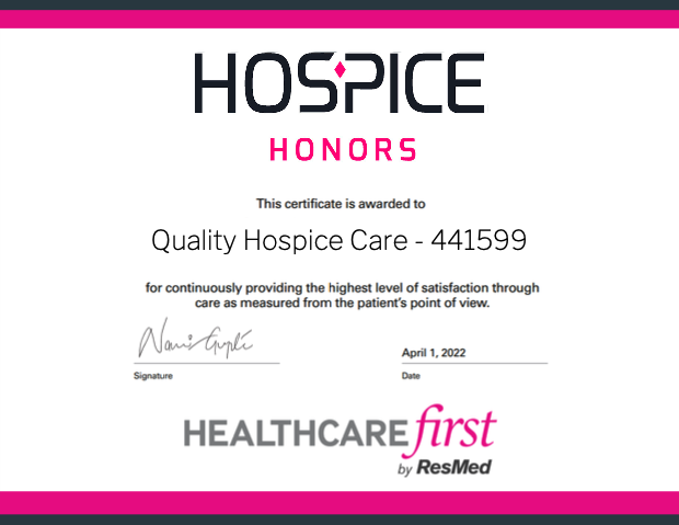 Quality Hospice Awarded as CAHPS Honors Recipient